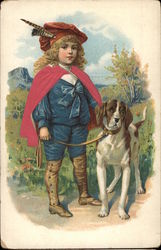 Young Boy with Dog Boys Postcard Postcard