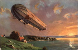 Airship and Rural Scene Postcard