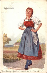 Woman in Austrian Traditional Dress Postcard Postcard