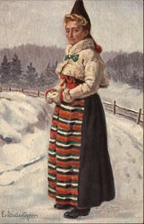 Nordic Woman in Traditional Dress Postcard Postcard