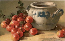 Still LIfe - Cherries and Pot C. Klein Postcard Postcard