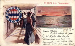 On Board S.S. Manchuria Steamers Postcard Postcard