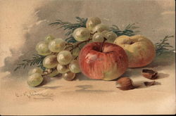 Still Life - Apples and Grapes Postcard