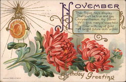 Birthday Greetings - November Astrology & Zodiac Postcard Postcard