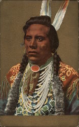 Indian Chief in Full Costume Postcard