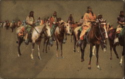 Native Americans on Horseback Native Americana Postcard Postcard