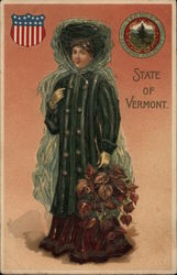 Girl Holding Fall Foliage - State of Vermont State Girls Postcard Postcard