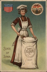 Girl with Sack of Flour - State of Iowa Postcard