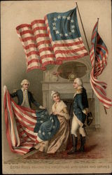 Betsy Ross Making the First Flag with Stars and Stripes Postcard