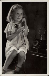 Young Girl with Telephone Postcard