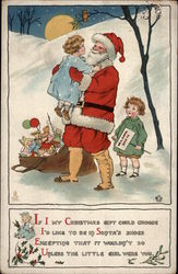 Santa Claus with Two Children Postcard