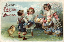 Best Easter Wishes - Children with Eggs Postcard