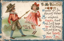 To My Valentine - Boy Holding Up A Girl Postcard