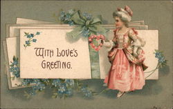 With Love's Greeting - Woman with Letters Postcard