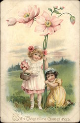 With Valentine Greetings Children Postcard Postcard