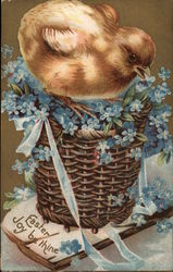 Easter Joy Be Thine - Chick on Basket Postcard