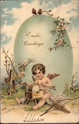 Easter Greetings With Angels Postcard Postcard