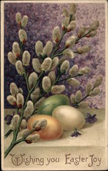 Wishing You Easter Joy - Eggs and Willow Branch Postcard Postcard