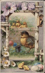 Easter Greetings - Chicks and Eggs Postcard