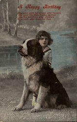 A Happy Birthday Saint Bernards Postcard Postcard