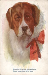 Dog With Red Bow and Sleepy Eyes Postcard