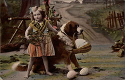 Good Wishes for Easter Saint Bernards Postcard Postcard