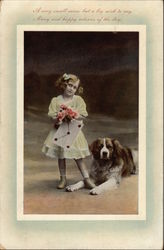 Girl with her St. Bernard Postcard