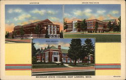 Auditorium, Jenison Field House, Music Building, Michigan State College East Lansing, MI Postcard Postcard