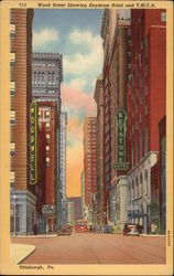 Wood Street Showing Keystone Hotel and Y.M.C.A Pittsburgh, PA Postcard Postcard