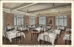 Dining Room, Jefferson Hotel Watkins Glen, NY Postcard Postcard