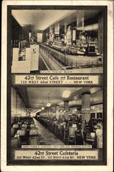 42nd Street Cafeteria, New York's Largest Self Service Dining Room Postcard