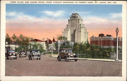 Park Plaza and Chase Hotel From Viaduct Entrance to Forest Park St. Louis, MO Postcard Postcard