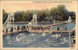 Culver Summer Schools - The Swimming Piers Indiana Postcard Postcard