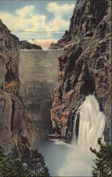 Shoshone Dam, Shoshone Canyon, Cody Way to Yellowstone National Park Postcard