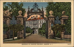 Main Gateway and Entrance to "The Breakers." Residence of Countess Szechenyi Newport, RI Postcard Postcard