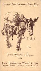 Loaded With Good Wishes Donkeys Postcard Postcard