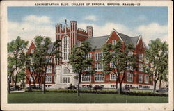 Administration Building, College of Emporia Kansas Postcard Postcard