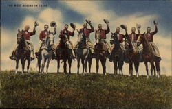 The West Begins in Texas - Group of Cowboys or Texas Rangers Postcard