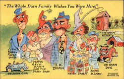 "The Whole Darn Family Wishes You Were Here!" Postcard