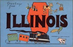 Greetings From Illinois Large Letter Postcard Postcard