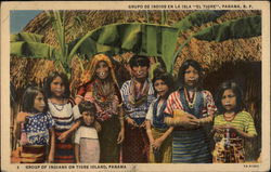 Group of Indians on Tigre Island, Panama Postcard Postcard