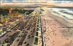 San Francisco Beach and Great Highway California Postcard Postcard