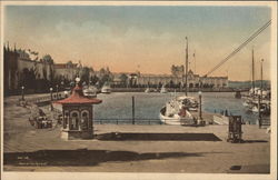 Yacht Harbor, California Building in Distance Postcard