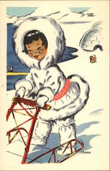 Young Eskimo Boy Oona Native Americana Postcard Postcard