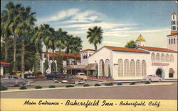 Bakersfield Inn - Main Entrance Postcard