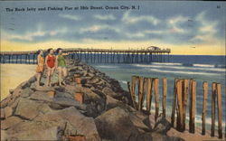 The Rock Jetty and Fishing Pier at 59th Street Ocean City, NJ Postcard Postcard