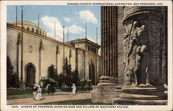 Avenue of Progress, showing Base and Pillars of Machinery Palace Postcard