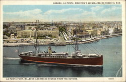 La Punta Fort, Malecon and Maceo Avenue from the Outside Havaba, Cuba Postcard Postcard