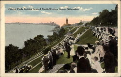 Juncan Park, looking toward North-Western Depot Milwaukee, WI Postcard Postcard