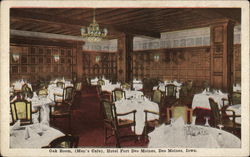 Oak Room (Men's Cafe), Hotel Fort Des Moines Iowa Postcard Postcard